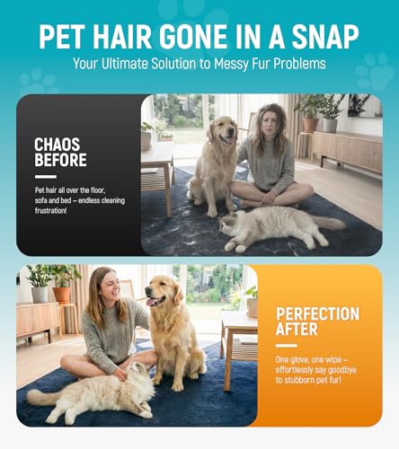Pet Hair Removal Glove for Dogs & Cats - Upgraded Reusable Electrostatic Pet Hair Glove, Pet Hair Remover Tool for Laundry, Couch, Carpet & Car Seat, Gentle Grooming Mitt - color: 2PCS-BlackBlue