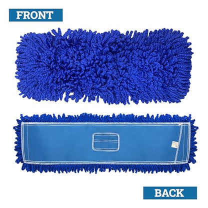 KLEEN HANDLER 24 Inch Microfiber Dust Mop, Medium Washable Commercial, Sweeper, Janitorial Head Replacement, Push Mop Broom, Blue - color: Blue - 24 Inch, size: 1 Pack