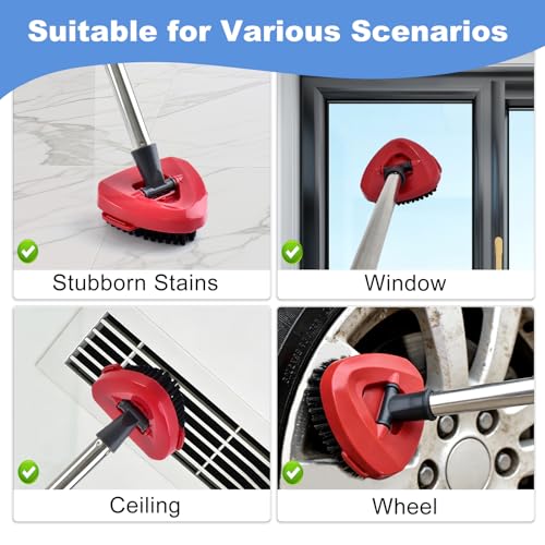 Mop Handle for O Cedar RinseClean 2 Tank System, Scrub Brush and Spin Mop Base Compatible with O-Cedar, 4-Section Spin Mop Handles and Base for RinseClean Spin Mops - color: 1brush Set