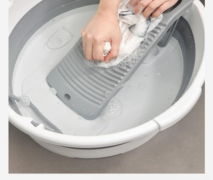 Large Collapsible Washboard Basin for Hand Washing Clothes - Portable Laundry Tub with Scrubber, Durable & Sturdy, Foldable Space-Saver, Ideal for Home, Travel, and Camping (Gray) - color: Gray