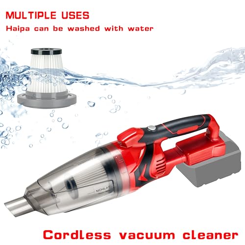 Nichilas Handheld Vacuum Cleaner, 10KPA Powerful Lightweight Cordless Stick Vacuum Cleaner for Hard Floor, Carpet, Car Cleaning, Compatible with Milwaukee M18 Batteries (NO Battery)