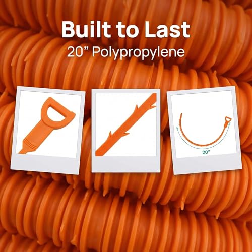 Drain Snake Hair Clog Remover Orange Plastic, 20 Inch Barbed Design for Bathroom Tub Kitchen Sink Toilet Sewer Cleaning 4 Pack