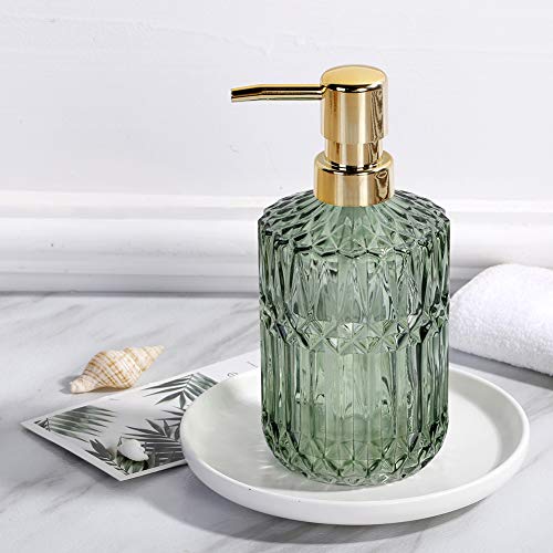 YunNasi Soap Dispenser with Pump, Refillable Liquid Hand Soap Dish Soap Dispensers for Bathroom Counter, Kitchen Sink (Green) - color: Green