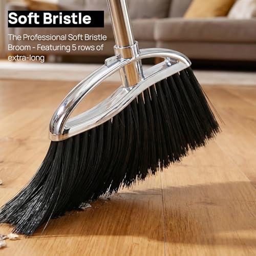 Indoor Soft Bristles Sweeping Broom,Long Handle Kitchen Angle Broom for Floor Cleaning Home Office Hardwood