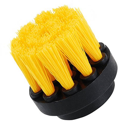 2 inch Diameter Drill Powered Stiff Scrub Cleaning Brush Heavy Duty Cleaning Applications for Bathroom Surfaces, Tile and Grout, Hard Water Stains, Rust (Yellow)