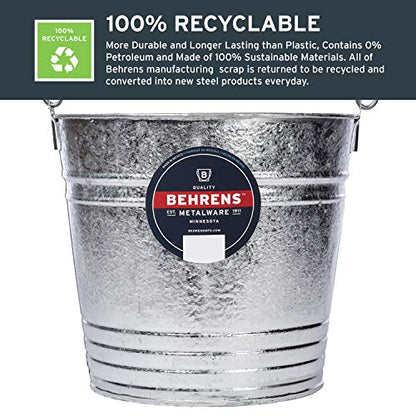 Behrens 1214 Hot-Dipped Galvanized Steel Utility Pail, 14-Quart, Gray - size: 14-Quart, style: Hot Dipped