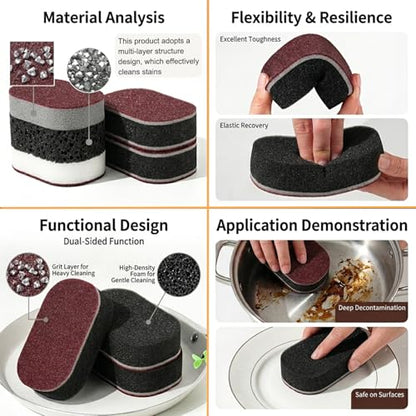 Cleaning Sponges Eraser，2026 New Heavy Duty Scouring Pad，Dish Sponges Kitchen，Shower and Tub Scrubber Sponge for Kitchen, Bathroom, Sink, Floor and Home Cleaning (15 pcs) - color: 15 Pcs