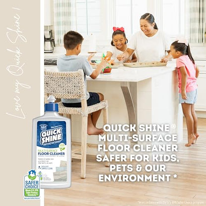 Quick Shine Spray Mop Kit with 3 Reusable Mop Pads & 1 Safer Choice Multi-Surface Floor Cleaner 16oz | Quick & Easy Cleaning | No Batteries Required | Refillable Cleaning Cartridge,White - size: Mop with 3 Refill Pads