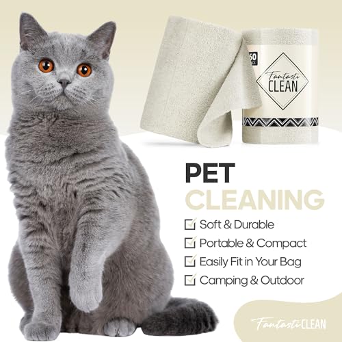 Fantasticlean Microfiber Cleaning Cloth Roll 2 Rolls 120 Pack, Tear Away Paperless Towels, 8" x 8", Reusable Washable Rags, House Kitchen, Pet, Office, Indoor Outdoor, Compact Portable (Off-White) - color: 2 Off-white