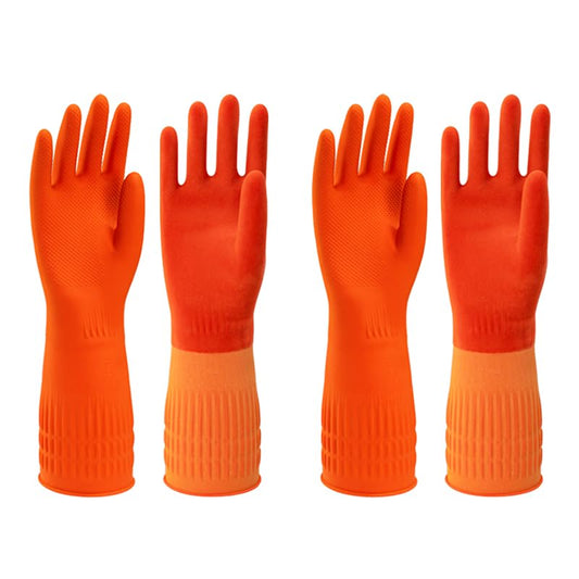 North Tower Kitchen Washing Room Gloves Fleece Lined, Reusable, Waterproof with Extra-Long Cuff & Anti-Slip Design for Household & Kitchen Use,15",2 Pairs Small - size: Small（38cm）