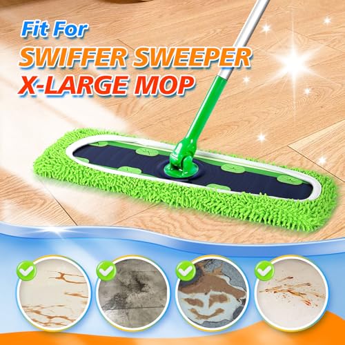 Reusable Microfiber Pads for Swiffer XL Mop - 2 Pack XL Dry Sweeping Cloths & Wet Pads Refills - X-Large Heavy Duty Mopping Cloths for Floor Mopping and Sweeping (Mop is Not Included) - color: 2 Pack (Green)