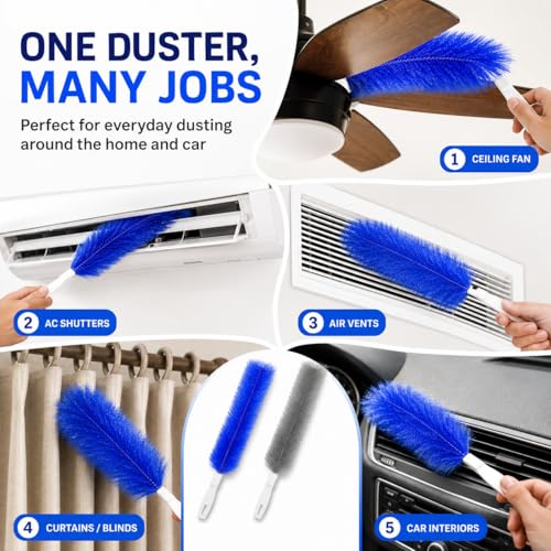 Fan Cleaning Brush, Bendable Microfiber Duster, Ultimate Dust Cleaning Brush, Reusable Microfiber Head for Air Conditioning Shutters, Ceiling Fan Blades, Air Vents, Curtains, Cars (Mixed 4Pcs) - color: Mixed 4pcs