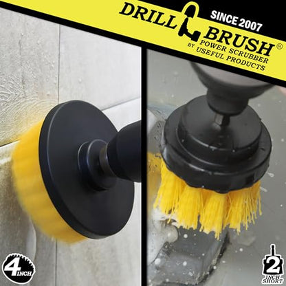 Drill Brush – Drill Brush Kit – Drill Brushes for Cleaning – Drill Brush Attachment - Drill Brush Set - Bathroom Accessories - Shower Cleaner - Bathtub - Bath Mat - Scrub Brush - Grout Cleaner - color: Yellow