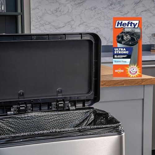 Hefty Ultra Strong 13 Gallon Trash Bags,Black Tall Kitchen Trash Bags 13 Gallon Size,Break Resistant Drawstring Enclosure,Continuous Odor Control,Blackout,Unscented,40-Bags,(Pack of 6) - size: 40 Count (Pack of 6)