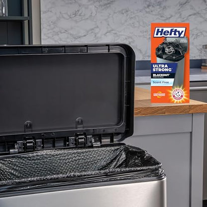 Hefty Ultra Strong 13 Gallon Trash Bags,Black Tall Kitchen Trash Bags 13 Gallon Size,Break Resistant Drawstring Enclosure,Continuous Odor Control,Blackout,Unscented,40-Bags,(Pack of 6) - size: 40 Count (Pack of 6)
