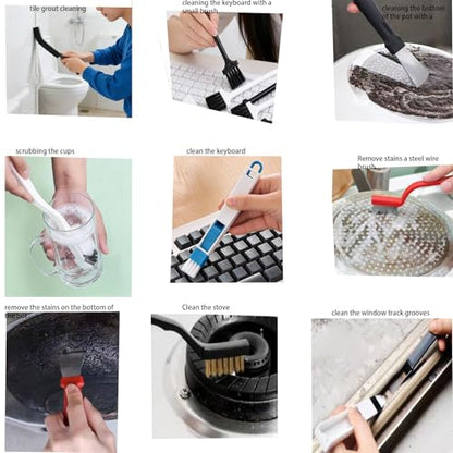 17Pcs Crevice Cleaning Brush Tool Multifunctional Hard Bristle Gap Cleaning Supplies for Bathroom Grout Sink Bathtub Shower Corner Kitchen Toilet Window Track Brushes Small Spaces