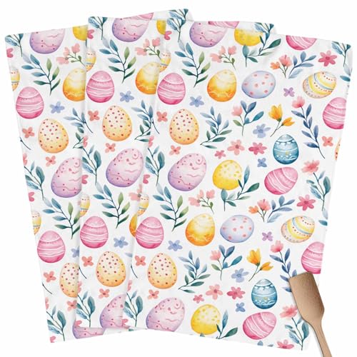Easter Kitchen Towels Easter Eggs Colorful HHand Towels Spring Flower Seasonal Spring Decoration Dish Towel Soft Absorbent Quick Drying 3 Pack Dish Cloths 18x28 Inch - color: Pink, size: 3PCS