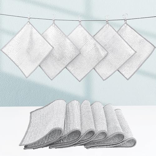 Nanaborn Wire Dishwashing Rags for Wet 12pcs Multipurpose Non-Scratch Kitchen Mesh Dishcloth