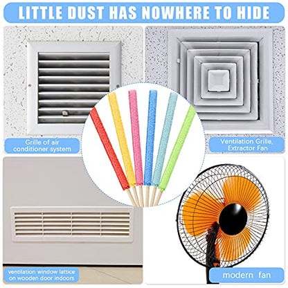 Honeydak 12 Pieces Microfiber Detail Duster Sticks Mini Duster Crevice Cleaning Tool Car Air Vent Cleaner Fan Cleaning Brush for Home Air Vent Window The Smallest Spaces
