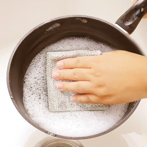 Pousbo Multipurpose Wire Dishwashing Rags, 2024 New Metal Wire Dishwashing Cloths Towels Scrubs Cleans, Premium Scrubbing Wire Dishwashing Rags Non-Scratch Wire Dishcloth for Dishes, Sinks (20)