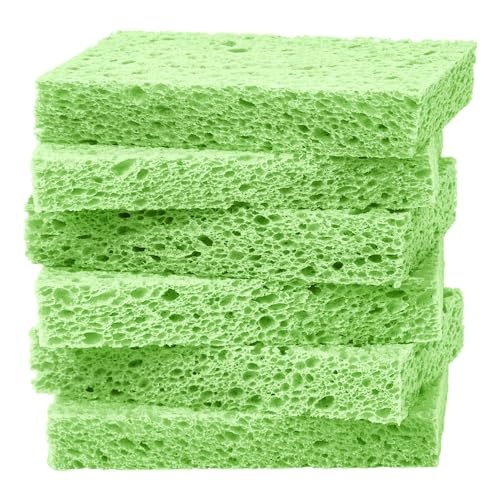 ARCLIBER Cellulose Sponges, Heavy Duty Scrub Kitchen Sponge, Clean Tough Messes Without Scratching, Pop Up Eco Sponges DIY Green (6 Pack), TBWS-10006-Gr - color: Green, size: 6 Count (Pack of 1)