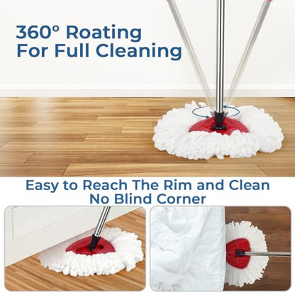 Matthew Cleaning 3Pack White Microfiber Spin Mop Replacement Head Compatible with EasyWring Spin Mop Replace Head-EasyWring High Absorbency,Machine Washable,Microfiber Spin Mop Refills - color: White, size: 3 Count