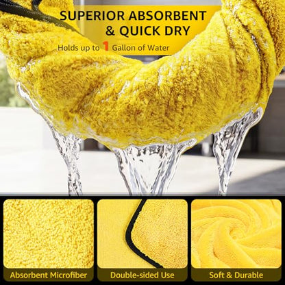 SMINDER 12-Pack Microfiber Cleaning Cloth, Car Drying Towels Car Detailing– XL Microfiber Towels for Cars, Trucks (15.7" x 15.7"), Ultra-Absorbent, Streak-Free, Scratch-Free, No Water Spots