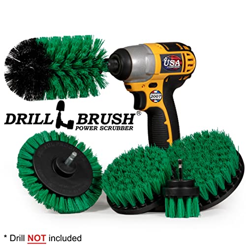 Rotating Nylon Spin Scrubber - Grout and Oven Cleaner Brush Set - Kitchen Cleaning Supplies - Gap Cleaning Brush Kit- Stainless Steel Appliances - Washing Machine, Microwave, Air Fryer & Wall Cleaner - color: Green