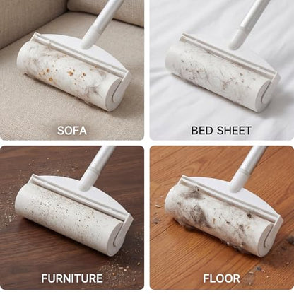 7.5 Inch Large Surface Lint Roller with 120 Sheets, Giant Extra Sticky Roller for Pet Hair, Dust Lint Remover for Clothes, Furniture, Household, Include 1 Handle 2 Rollers Dog Cat Hair Remover - size: 7.5 Inch Wide