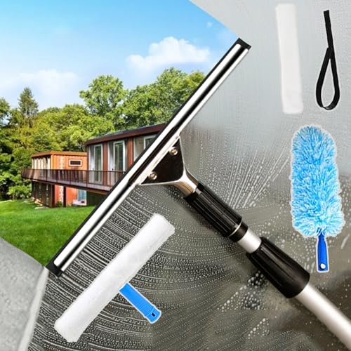 Professional Window Washing Squeegee Kit, Household Window Cleaner & Duster Kit with Extension Pole, Glass Cleaning Tools for Windows & Mirrors(1.75-4.5m(5.7-14.8ft)) - size: 1.75-4.5m(5.7-14.8ft)