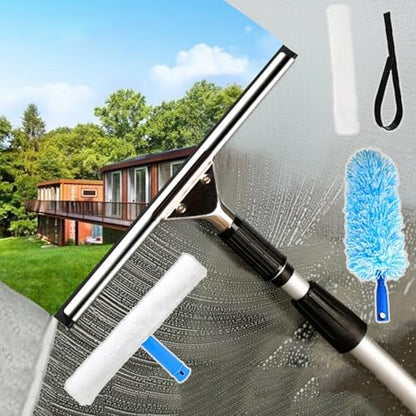 Professional Window Washing Squeegee Kit, Household Window Cleaner & Duster Kit with Extension Pole, Glass Cleaning Tools for Windows & Mirrors(1.75-4.5m(5.7-14.8ft)) - size: 1.75-4.5m(5.7-14.8ft)
