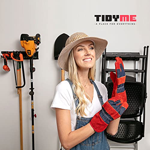 TIDYME Garage Tool Organizer Wall Mount - 64 inches - Sturdy Storage Rack with Adjustable Hooks, Anti-Rust - Easy Installation, 400lbs Capacity - Garden Tool Organizer (04 Racks & 08 Hooks) - size: 64" Carbon Steel with 4 Racks & 8 Hooks