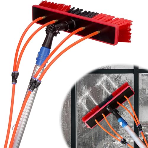 35 FT Water Fed Pole Kit Adjustable Solar Panel Cleaning Kit Cleaner Tool for Window Glass Roof Outdoor Glass Brush Window Washing Equipment (35ft)