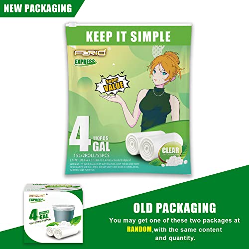 FORID Clear Small Trash Bags, 4 Gallon Garbage Bags, Wastebasket Bin Liners 110 Count Plastic Trash Bags for Bathroom Bedroom Office Trash Can 15 Liters - Durable & Thick Trash Bag - size: 110 Count (Pack of 1), style: Clear 4 Gal