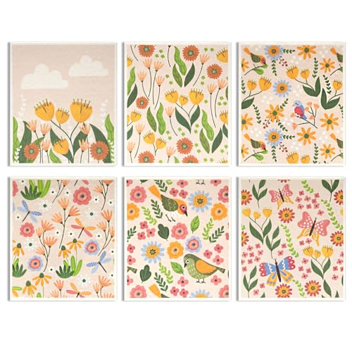 6 - Pack Swedish Kitchen Dish Cloths - Reusable Paper Towels for Counters & Dishes - Eco Friendly Cellulose Sponge Cloth (Broken Flowers) - color: H-broken Flowers