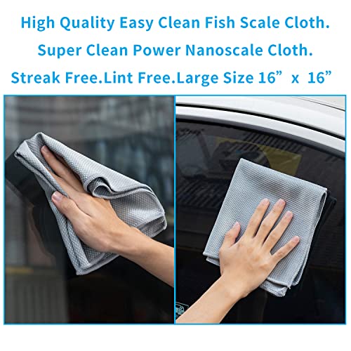 Nanoscale Cleaning Cloth,Easy Clean Fish Scale Microfiber Glass Cleaning Cloths Streak Free for Window Car Mirrors Windshield Lint Free Microfiber Polishing Cleaning All-Purpose Towel Pack of 6(Green) - color: Green