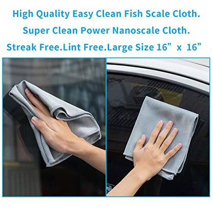 Nanoscale Cleaning Cloth,Easy Clean Fish Scale Microfiber Glass Cleaning Cloths Streak Free for Window Car Mirrors Windshield Lint Free Microfiber Polishing Cleaning All-Purpose Towel Pack of 6(Green) - color: Green