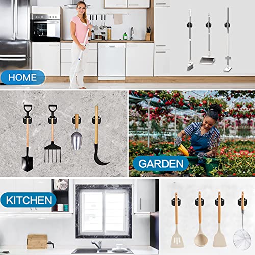 JAMEND CLXP 3PCS Broom and Mop Holder, Heavy Duty Garden Tool Organizer Rack Rake and Shovel Handle, Stainless Steel Mop Hanger. Wall Mounted Utility Rack with Screws, Silver. - color: Silver, size: 3