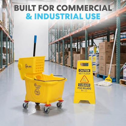 Simpli-Magic Commercial Mop Bucket with Side Press Wringer, 26 Quart – 50,000 Cycles Wringer – Industrial Mop Bucket with Wheels, Yellow - size: One Pack - Mop Bucket