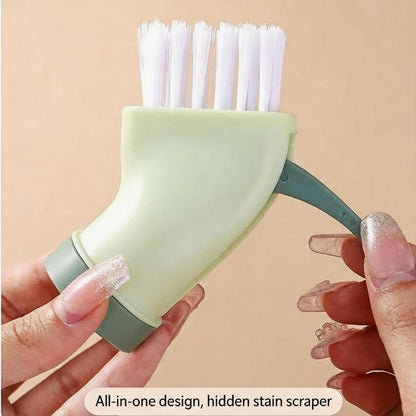 Water Bottle Connected Cleaning Brush Head, Multi-Purpose Flat Scrubber for Deep Crevices and Dead Ends, 1 Pack (Green)