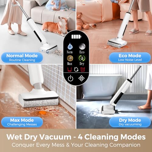 Wet Dry Vacuum Mop - Self-Cleaning Floor Washer with 180°Lie-Flat & 0 Hair Tangle, Self-Propelled Edge Cleaning, 60Min Runtime, Designed for Pet Hair, Kids' Spills & Daily Household Cleaning - size: HCLA3Air