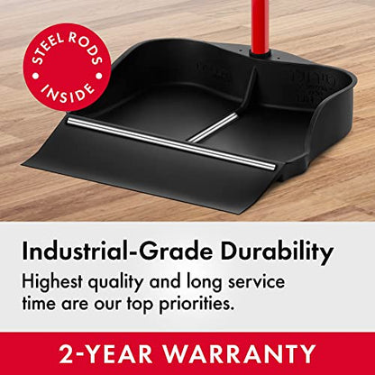Tyroler Multi-Purpose Large 100% Rubber Dustpan for Dry & Wet Floor | New 105 cm Long Aluminum Anti-Rust Handle | Compatible with Any Size Broom and Squeegee | Floor Cleaning Indoor and Outdoor