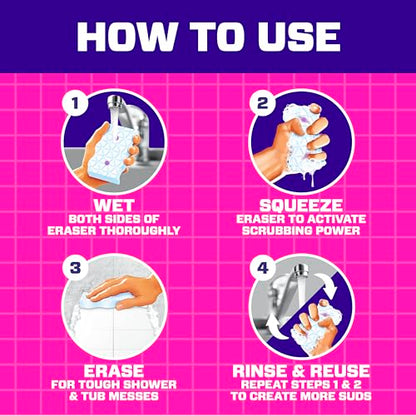 Mr. Clean Magic Eraser Sponge, Bathroom, Shower, Tub Cleaner, Soap Scum Remover, Bathroom Cleaning Supplies, Dawn Cleaning Power with Lavender Scent, Shower & Tub, 8ct - size: 1 Count (Pack of 8), style: Upgraded Version