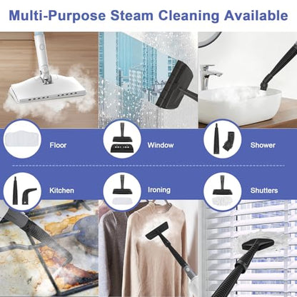 Steam Cleaner, 6 in1 Rotated Steam Mop Cleaner with 2 Modes, 2 Microfiber Pads, 400ML Removable Tank, 23FT Power Cable, Detachable Steam Mops for Floor, Laminate Floor, Tiles Cleaning (Denim Blue) - color: Denim Blue