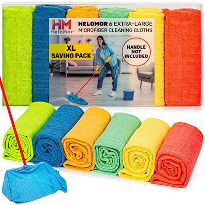 HELOMOR Large Microfiber Towels 6 Pack - 30"x18" Car Drying Towel - Extra Absorbent Cleaning Cloths for Floors, Kitchen and Windows - Lint-Free Detailing Cloths for Cars - size: Pack of 6