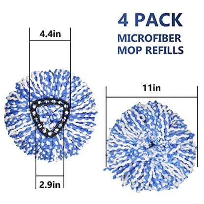 Spin Mop Replacement Head - 4 Pack RinseClean Mop Refills Compatible with O-Cedar Triangle Spin Mop, Microfiber Mop Replace Head Easy Cleaning Floor Head Mop (for 2 Tank System ONLY) - color: Blue