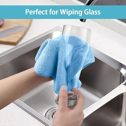 HOMEXCEL Blue Microfiber Cleaning Cloth, 8 Pack Cleaning Towels for Kitchen, Lint Free, Scratch-Free, Highly Absorbent, and Reusable Cleaning Rags for House, Window and Glass, Cars, 11.5 X11.5 inch - color: Blue