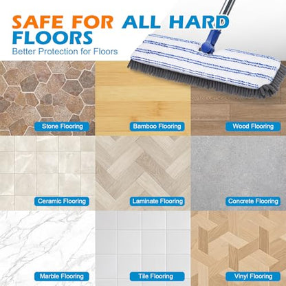 Masthome Dual Sided Flip Mop, Wet Dry Microfiber Dust Mop with 4 Pads & Scraper, 360° Swivel for Hardwood, Laminate, Tile, Pet Hair Cleaning - color: Blue Flip