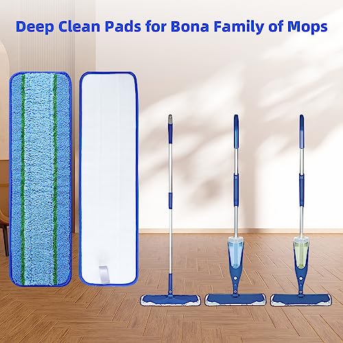 3 Pack Deep Clean Pads for Bona Family of Mops | Washable & Reusable Microfiber Cleaning Pad for Hardwood and Multi-Surface - color: 3 Deep Cleaing Pads