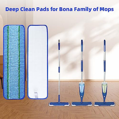 3 Pack Deep Clean Pads for Bona Family of Mops | Washable & Reusable Microfiber Cleaning Pad for Hardwood and Multi-Surface - color: 3 Deep Cleaing Pads